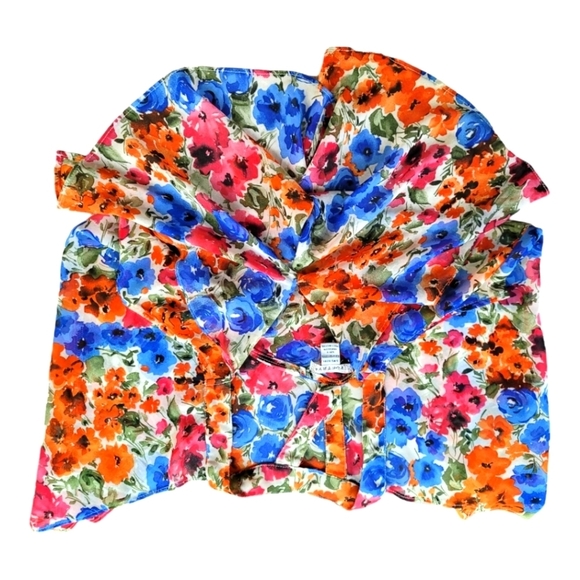 POETRY Flowy Spring Floral  Print Hi-Lo Racerback Front Ruffle Top - Picture 8 of 11